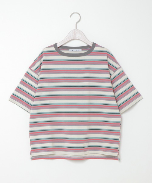 LBC(エルビーシー)の「カラフルボーダーリンガーTシャツ(Tシャツ/カットソー・レディース・グレー/ブラウン・L/M)」の12枚目の写真