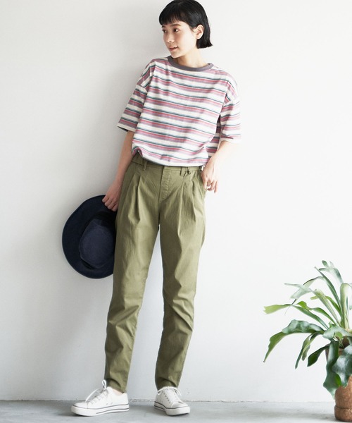 LBC(エルビーシー)の「カラフルボーダーリンガーTシャツ(Tシャツ/カットソー・レディース・グレー/ブラウン・L/M)」の11枚目の写真