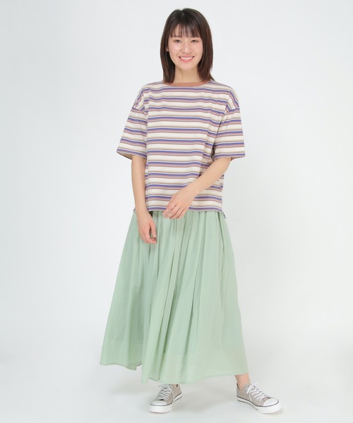 LBC(エルビーシー)の「カラフルボーダーリンガーTシャツ(Tシャツ/カットソー・レディース・グレー/ブラウン・L/M)」の13枚目の写真