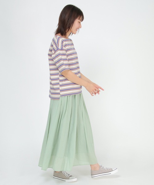 LBC(エルビーシー)の「カラフルボーダーリンガーTシャツ(Tシャツ/カットソー・レディース・グレー/ブラウン・L/M)」の14枚目の写真