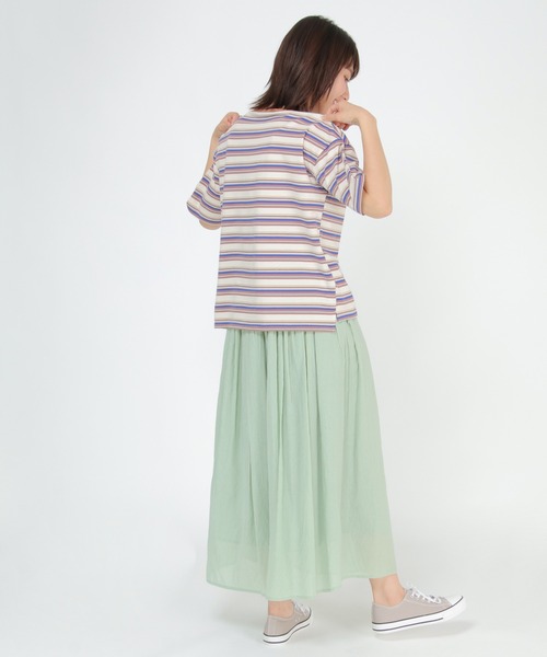 LBC(エルビーシー)の「カラフルボーダーリンガーTシャツ(Tシャツ/カットソー・レディース・グレー/ブラウン・L/M)」の15枚目の写真