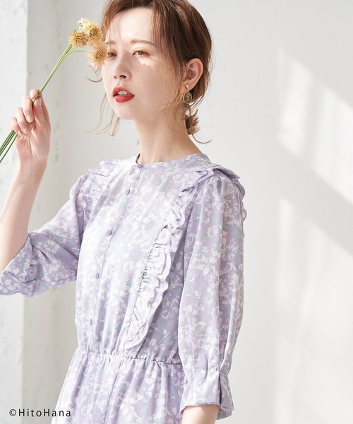 ROPE' PICNIC(ロペピクニック)の「【HitoHana×ROPE' PICNIC】花柄ワンピース(ワンピース・レディース・ブルー系その他/ピンク系その他・38)」の10枚目の写真