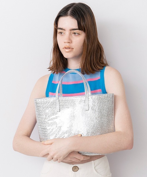 Casselini（キャセリーニ）の「Casselini(キャセリーニ)カラーブレードバッグ小（ハンドバッグ・レディース・シルバー/ゴールド/ベージュ/ブルー・FREE）」の4枚目の写真