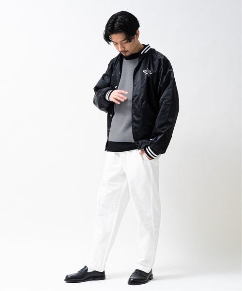 417 EDIFICE（フォーワンセブンエディフィス）の「【NIKS / ニックス】  WEEKEND Satin BBジャケット（スタジャン・メンズ・ブラック/グリーン/ブルー・MEDIUM/LARGE）」の4枚目の写真