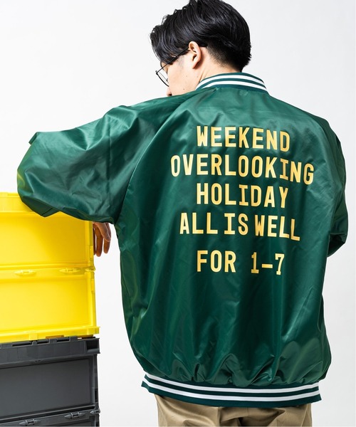 417 EDIFICE（フォーワンセブンエディフィス）の「【NIKS / ニックス】  WEEKEND Satin BBジャケット（スタジャン・メンズ・ブラック/グリーン/ブルー・MEDIUM/LARGE）」の9枚目の写真