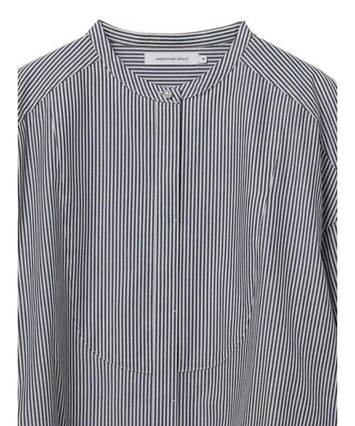 AMERICAN HOLIC（アメリカンホリック）の「パールボタンノーカラーシャツチュニック（シャツ/ブラウス・レディース・イエロー系その他2/オフホワイト/ブルー系その他4・M/L）」の7枚目の写真