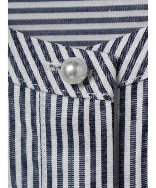 美品 アメノチハレ フリルカラー ピンタックチュニックブラウス パールボタン 洗える】ウール調パールボタンシャツチュニックブラウス（シャツ