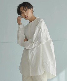 AMERICAN HOLIC | パールボタンノーカラーシャツチュニック(シャツ/ブラウス)