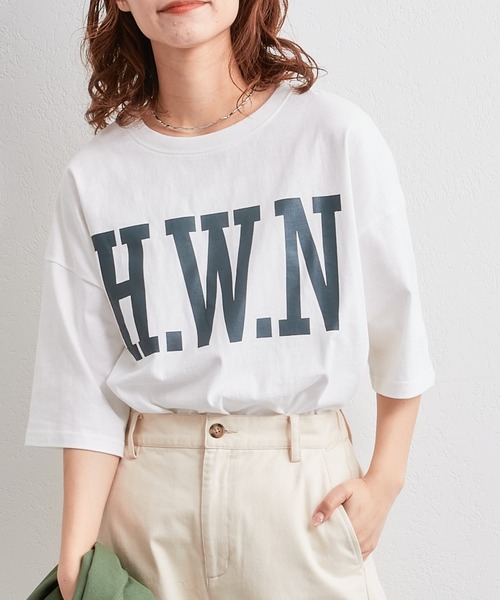CIAOPANIC TYPY(チャオパニックティピー)の「【WEB限定】USAコットンBIGカレッジロゴTee(Tシャツ/カットソー・レディース・チャコールグレー/レッド/ピンク/オフホワイト/グリーン・ONE SIZE)」の8枚目の写真