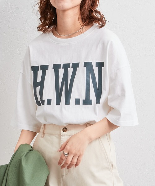 CIAOPANIC TYPY(チャオパニックティピー)の「【WEB限定】USAコットンBIGカレッジロゴTee(Tシャツ/カットソー・レディース・チャコールグレー/レッド/ピンク/オフホワイト/グリーン・ONE SIZE)」の9枚目の写真