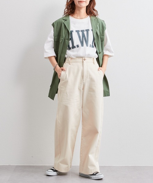 CIAOPANIC TYPY(チャオパニックティピー)の「【WEB限定】USAコットンBIGカレッジロゴTee(Tシャツ/カットソー・レディース・チャコールグレー/レッド/ピンク/オフホワイト/グリーン・ONE SIZE)」の10枚目の写真