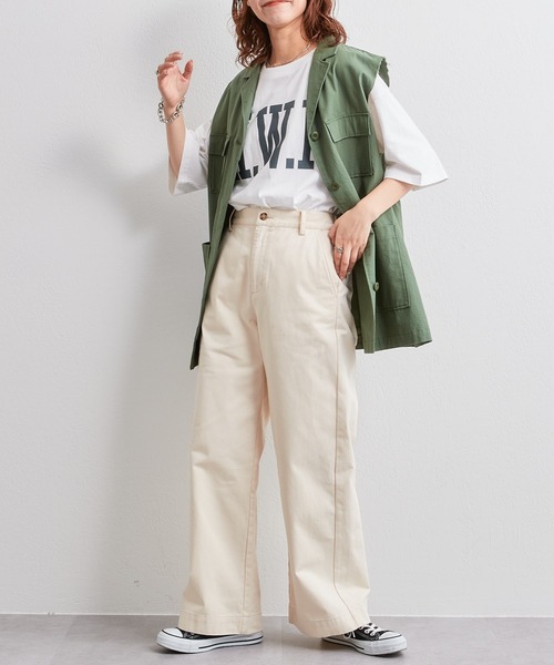 CIAOPANIC TYPY(チャオパニックティピー)の「【WEB限定】USAコットンBIGカレッジロゴTee(Tシャツ/カットソー・レディース・チャコールグレー/レッド/ピンク/オフホワイト/グリーン・ONE SIZE)」の12枚目の写真