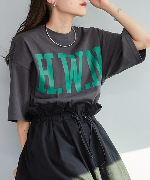 CIAOPANIC TYPY(チャオパニックティピー)の「【WEB限定】USAコットンBIGカレッジロゴTee(Tシャツ/カットソー・レディース・チャコールグレー/レッド/ピンク/オフホワイト/グリーン・ONE SIZE)」の14枚目の写真