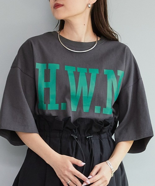 CIAOPANIC TYPY(チャオパニックティピー)の「【WEB限定】USAコットンBIGカレッジロゴTee(Tシャツ/カットソー・レディース・チャコールグレー/レッド/ピンク/オフホワイト/グリーン・ONE SIZE)」の15枚目の写真
