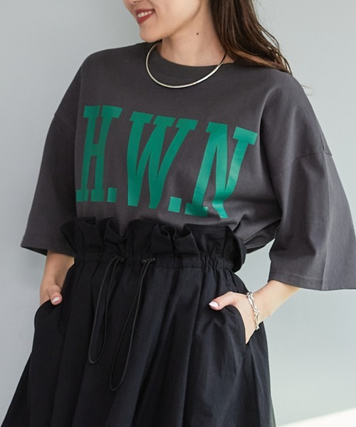 CIAOPANIC TYPY(チャオパニックティピー)の「【WEB限定】USAコットンBIGカレッジロゴTee(Tシャツ/カットソー・レディース・チャコールグレー/レッド/ピンク/オフホワイト/グリーン・ONE SIZE)」の16枚目の写真