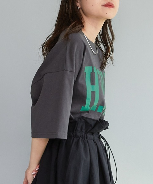 CIAOPANIC TYPY(チャオパニックティピー)の「【WEB限定】USAコットンBIGカレッジロゴTee(Tシャツ/カットソー・レディース・チャコールグレー/レッド/ピンク/オフホワイト/グリーン・ONE SIZE)」の18枚目の写真