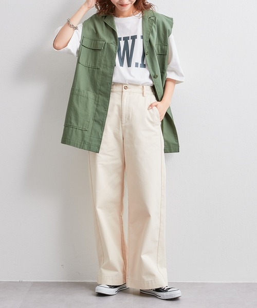 CIAOPANIC TYPY(チャオパニックティピー)の「【WEB限定】USAコットンBIGカレッジロゴTee(Tシャツ/カットソー・レディース・チャコールグレー/レッド/ピンク/オフホワイト/グリーン・ONE SIZE)」の11枚目の写真