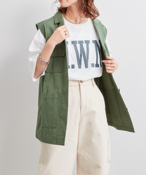CIAOPANIC TYPY(チャオパニックティピー)の「【WEB限定】USAコットンBIGカレッジロゴTee(Tシャツ/カットソー・レディース・チャコールグレー/レッド/ピンク/オフホワイト/グリーン・ONE SIZE)」の7枚目の写真