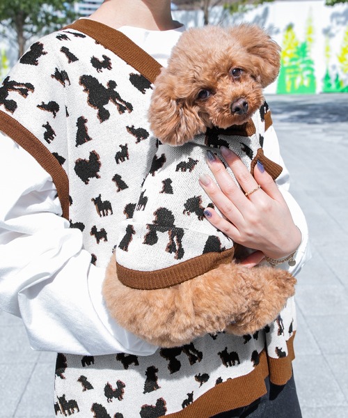 PairPair(ペアペア)の「【ペットとリンクコーデ】シルエットニットベスト(ベスト・レディース・アイボリー・フリー)」の7枚目の写真