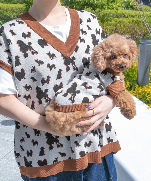 PairPair(ペアペア)の「【ペットとリンクコーデ】シルエットニットベスト(ベスト・レディース・アイボリー・フリー)」の8枚目の写真