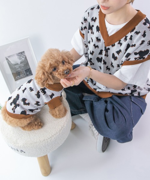 PairPair(ペアペア)の「【ペットとリンクコーデ】シルエットニットベスト(ベスト・レディース・アイボリー・フリー)」の9枚目の写真