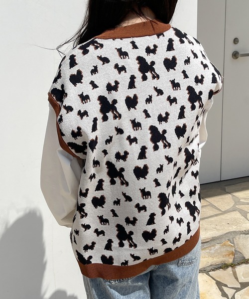 PairPair(ペアペア)の「【ペットとリンクコーデ】シルエットニットベスト(ベスト・レディース・アイボリー・フリー)」の4枚目の写真