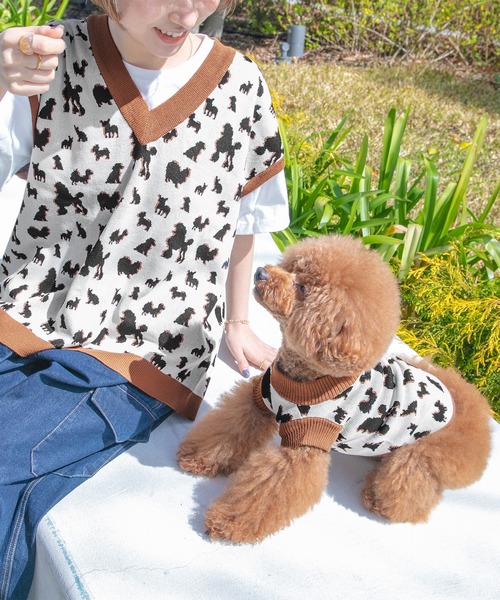 PairPair(ペアペア)の「【ペットとリンクコーデ】シルエットニットベスト(ベスト・レディース・アイボリー・フリー)」の5枚目の写真