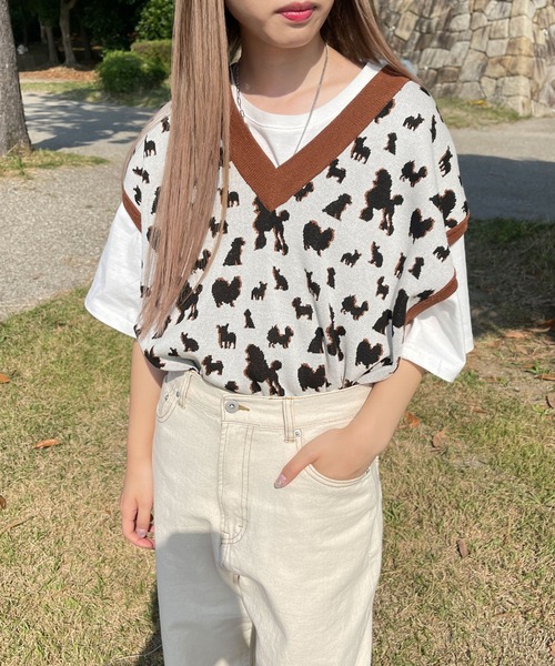 PairPair(ペアペア)の「【ペットとリンクコーデ】シルエットニットベスト(ベスト・レディース・アイボリー・フリー)」の21枚目の写真