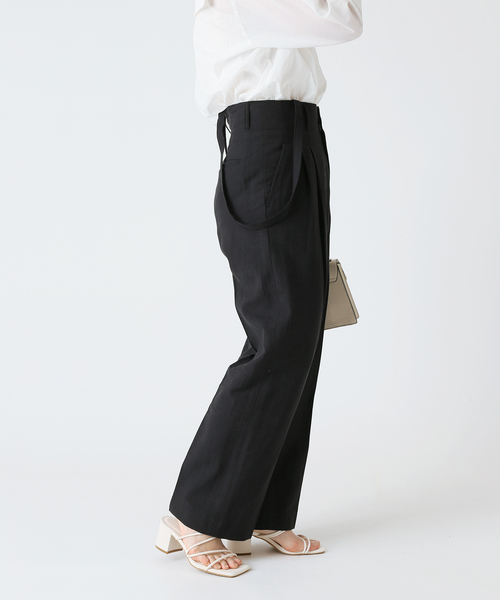 B.C STOCK（ベーセーストック）の「2WAY Wタックハイウエストパンツ◆（スラックス・レディース・ブラック/ブルー系その他/ベージュ・FREE）」の19枚目の写真