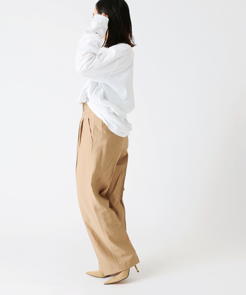 B.C STOCK（ベーセーストック）の「2WAY Wタックハイウエストパンツ◆（スラックス・レディース・ブラック/ブルー系その他/ベージュ・FREE）」の22枚目の写真