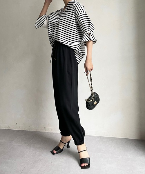 DouDou（ドゥドゥ）の「裾絞りパンツ（その他パンツ・レディース・ブラック/ベージュ・FREE）」の4枚目の写真