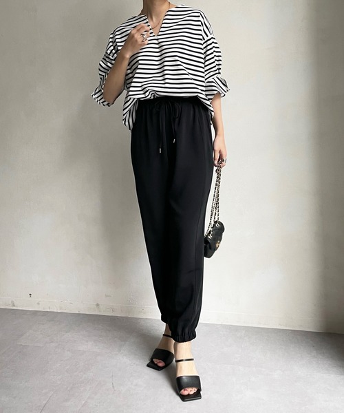 DouDou（ドゥドゥ）の「裾絞りパンツ（その他パンツ・レディース・ブラック/ベージュ・FREE）」の5枚目の写真