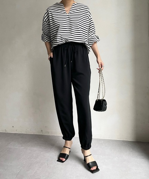 DouDou（ドゥドゥ）の「裾絞りパンツ（その他パンツ・レディース・ブラック/ベージュ・FREE）」の6枚目の写真