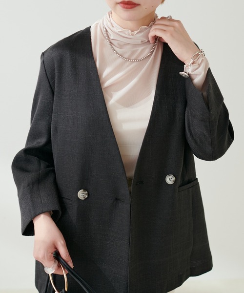 natural couture(ナチュラルクチュール)の「WEB限定カラー有り/程良い肌見せで女性らしさ引き立つ パワーネットシアータートル(Tシャツ/カットソー・レディース・その他2/オフホワイト/その他1/ブラック/ベージュ・FREE)」の4枚目の写真