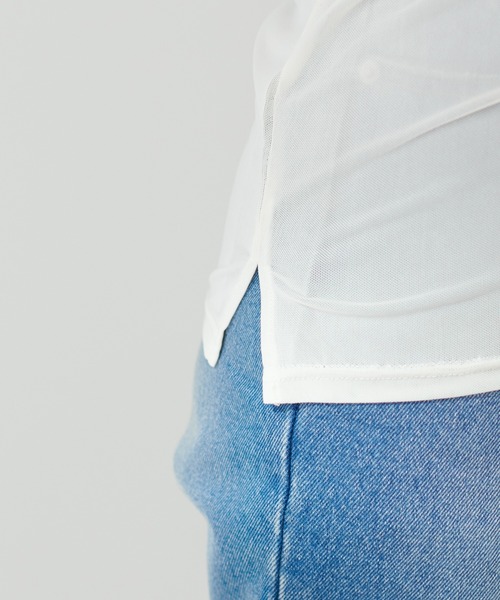 natural couture(ナチュラルクチュール)の「WEB限定カラー有り/程良い肌見せで女性らしさ引き立つ パワーネットシアータートル(Tシャツ/カットソー・レディース・その他2/オフホワイト/その他1/ブラック/ベージュ・FREE)」の9枚目の写真