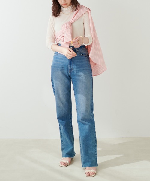 natural couture(ナチュラルクチュール)の「WEB限定カラー有り/程良い肌見せで女性らしさ引き立つ パワーネットシアータートル(Tシャツ/カットソー・レディース・その他2/オフホワイト/その他1/ブラック/ベージュ・FREE)」の14枚目の写真