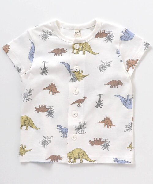 apres les cours（アプレレクール）の「きょうりゅう柄前開きパジャマ（ルームウェア/パジャマ・キッズ・オフホワイト/ミント・90/100/110/120/80/130）」の3枚目の写真