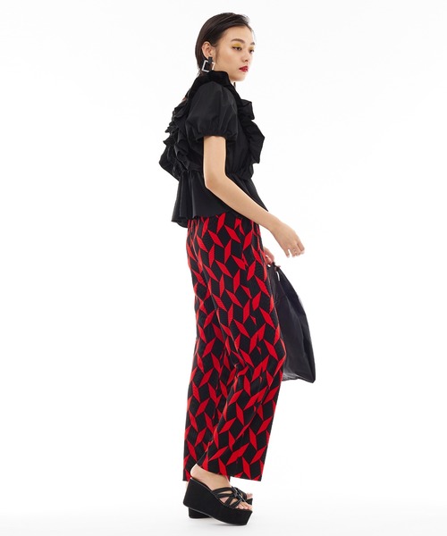 Narcissus(ナルシス)の「【Narcissus】ガラプリーツパンツ(その他パンツ・レディース・レッド/ブラック・FREE)」の16枚目の写真