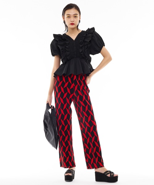 Narcissus(ナルシス)の「【Narcissus】ガラプリーツパンツ(その他パンツ・レディース・レッド/ブラック・FREE)」の15枚目の写真