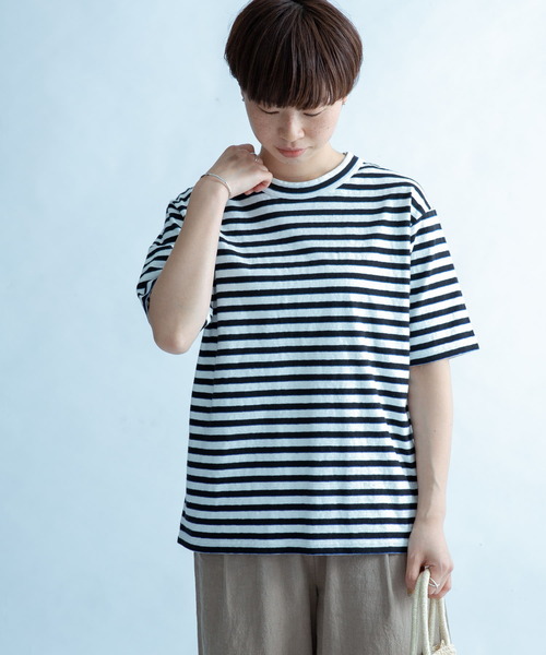 FORK&SPOON（フォークアンドスプーン）の「FORK&SPOON　2toneボーダーTシャツ（Tシャツ/カットソー・レディース・ブラック系その他/ブルー系その他・ONE）」の5枚目の写真