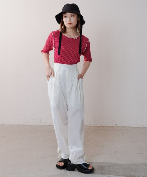 MERLOT（メルロー）の「2wayボーダーメロートップス（Tシャツ/カットソー・レディース・ホワイト/レッド/イエロー・FREE）」の20枚目の写真