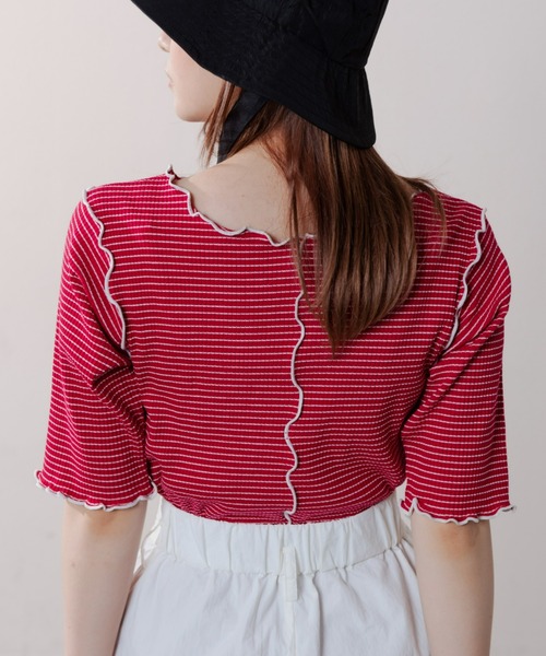 MERLOT（メルロー）の「2wayボーダーメロートップス（Tシャツ/カットソー・レディース・ホワイト/レッド/イエロー・FREE）」の19枚目の写真
