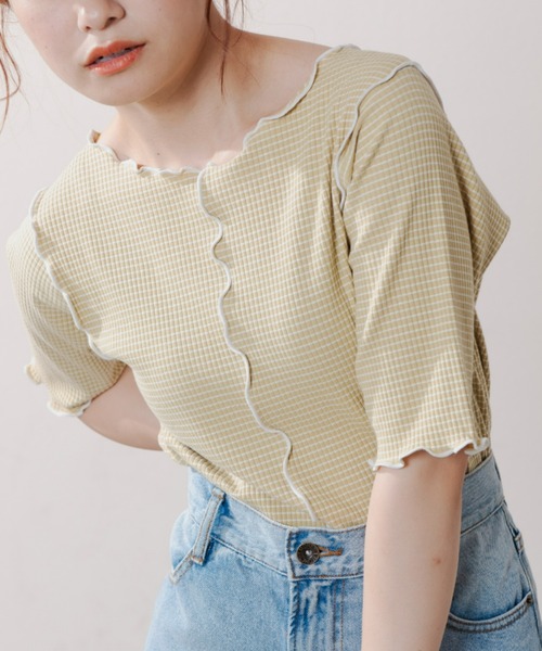 MERLOT（メルロー）の「2wayボーダーメロートップス（Tシャツ/カットソー・レディース・ホワイト/レッド/イエロー・FREE）」の4枚目の写真