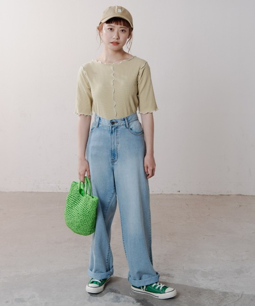 MERLOT（メルロー）の「2wayボーダーメロートップス（Tシャツ/カットソー・レディース・ホワイト/レッド/イエロー・FREE）」の9枚目の写真