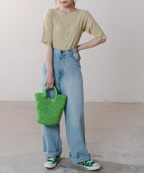 MERLOT（メルロー）の「2wayボーダーメロートップス（Tシャツ/カットソー・レディース・ホワイト/レッド/イエロー・FREE）」の10枚目の写真