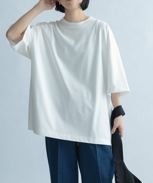 FORK&SPOON（フォークアンドスプーン）の「『ユニセックス』FORK&SPOON　サイドスイッチTシャツ（Tシャツ/カットソー・メンズ・スミクロ/ブルー系その他/オフホワイト・4/5）」の2枚目の写真