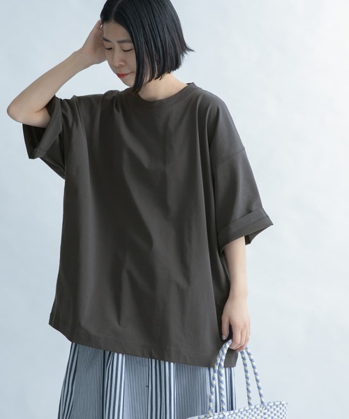 FORK&SPOON（フォークアンドスプーン）の「『ユニセックス』FORK&SPOON　サイドスイッチTシャツ（Tシャツ/カットソー・メンズ・スミクロ/ブルー系その他/オフホワイト・4/5）」の7枚目の写真