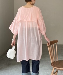 She's Closet（シーズクローゼット）の「セーラーカラービッグシルエットロング丈半袖シアーチュニックブラウス（シャツ/ブラウス）」
