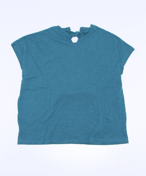 Samansa Mos2（サマンサ モスモス）の「スラブ天竺後ろリボンカレッジTシャツ（Tシャツ/カットソー・レディース・ネイビー/ピンク/イエロー/ブルー/グリーン/キナリ・ﾌﾘ-）」の7枚目の写真