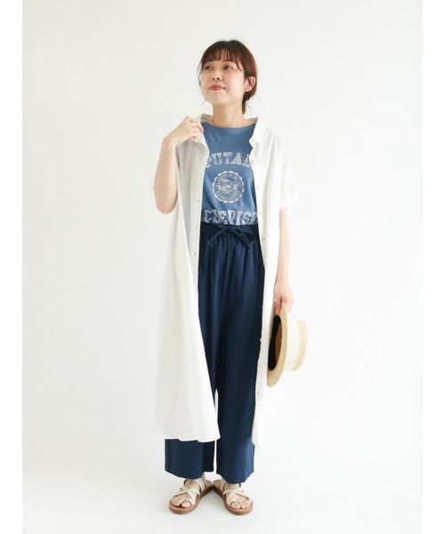 Samansa Mos2（サマンサ モスモス）の「スラブ天竺後ろリボンカレッジTシャツ（Tシャツ/カットソー・レディース・ネイビー/ピンク/イエロー/ブルー/グリーン/キナリ・ﾌﾘ-）」の11枚目の写真